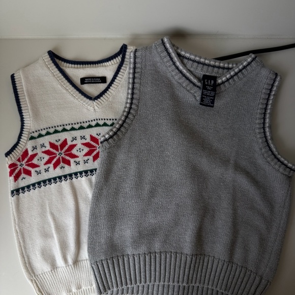 GAP Sweaters - GAP Gray Knit Vest & GAP Cream Fair Isle Vest